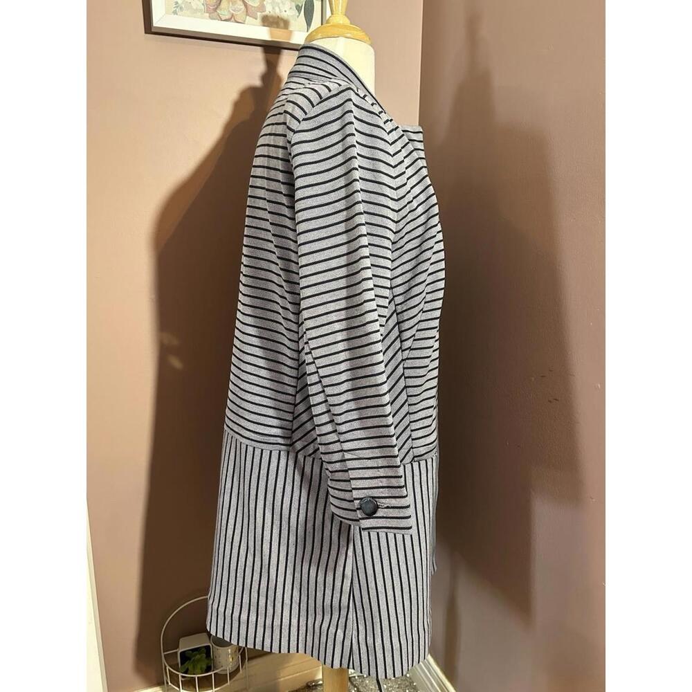 Cabi #5474 Striped Car Coat Womens L Gray Blue Button Down Dappled Jacket - Picture 5 of 10